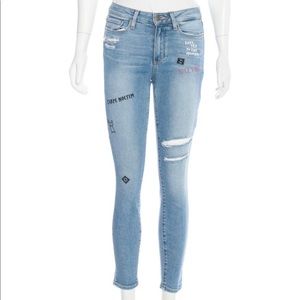 Paige Denim Midrise Embroidered Jeans 